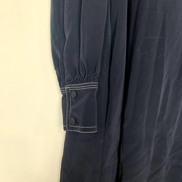 CO Collection Pre-Fall 29 Button Up Long Sleeve Midi Dress Navy Blue Size Medium - Picture 4 of 9